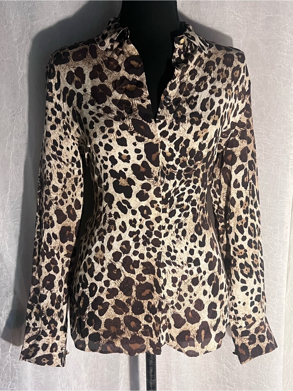 Zara Leopard-Print Button Shirt - Brown & Cream